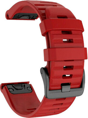 Remienok QuickFit 22mm, silikónový, tmavo červený, čierna spona (Garmin Fenix 7/6/5, Epix 2, MARQ aj.)