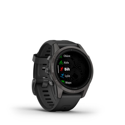 Garmin Epix Pro (Gen 2) Sapphire 42mm Carbon Gray DLC Titanium / Black Silicone Band