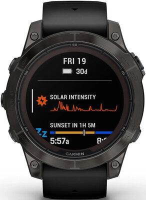(SK) Garmin Fenix 7 Pro Sapphire Solar Gray DLC Titanium / Black Silicone Band