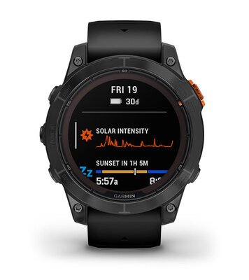 (SK) Garmin Fenix 7 Pro Solar, Slate Gray Stainless Steel, Black Band