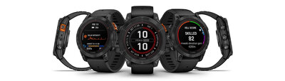 (SK) Garmin Fenix 7 Pro Solar, Slate Gray Stainless Steel, Black Band