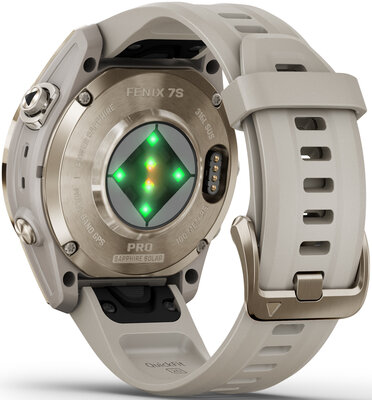 (SK) Garmin Fenix 7S Pro Sapphire Solar Soft Gold / Light Sand Silicone Band