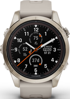 (SK) Garmin Fenix 7S Pro Sapphire Solar Soft Gold / Light Sand Silicone Band