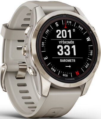 (SK) Garmin Fenix 7S Pro Sapphire Solar Soft Gold / Light Sand Silicone Band