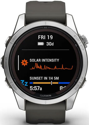 Garmin Fenix 7S Pro Solar, Silver Stainless Steel, Graphite Band