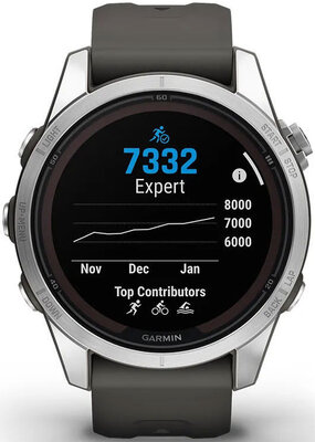 Garmin Fenix 7S Pro Solar, Silver Stainless Steel, Graphite Band