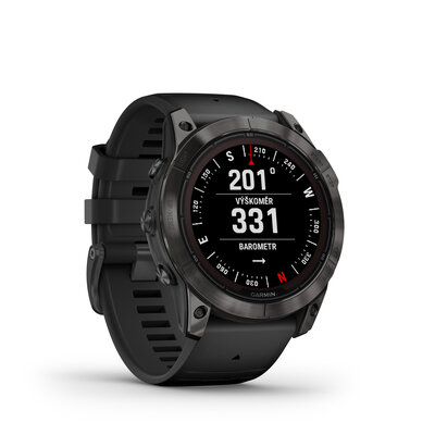 (SK) Garmin Fenix 7X Pro Sapphire Solar Gray DLC Titanium / Black Silicone Band