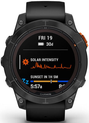 Garmin Fenix 7X Pro Solar, Slate Gray Stainless Steel, Black Band