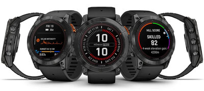 Garmin Fenix 7X Pro Solar, Slate Gray Stainless Steel, Black Band