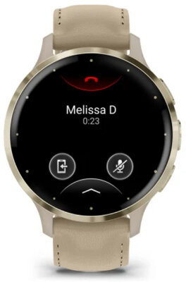 Garmin Venu 3S Cream Gold / French Gray Case, Sand Leather Band (+ náhradný remienok)