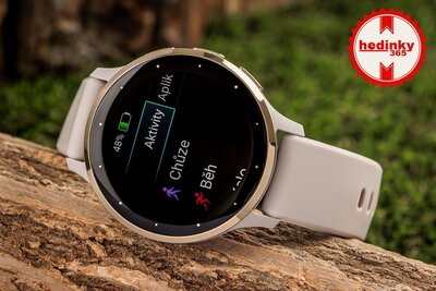 Garmin Venu 3S Cream Gold / French Gray Case, Sand Leather Band (+ náhradný remienok) (rozbalené)