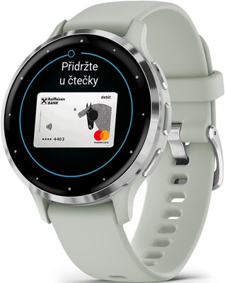 Garmin Venu 3S Silver / Sage Gray, Silicone Band