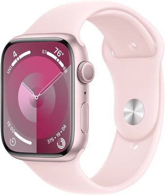 Apple Watch Series 9, GPS, 45mm Puzdro z ružového hliníka, športový remienok S/M