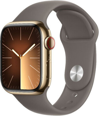 Apple Watch Series 9 GPS + Cellular 41mm GoldxXXXX Stainless Steel Case / Clay Sport Band - S/M