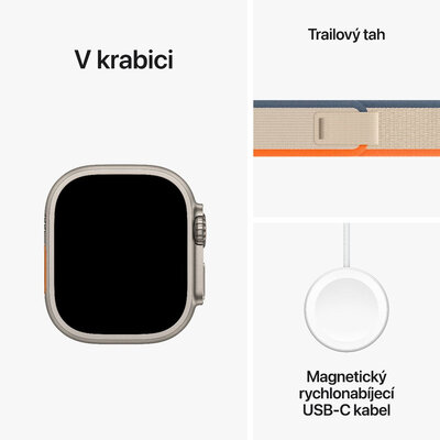 Apple Watch Ultra 2 GPS + Cellular, 49mm Titanium Case / Orange/Beige Trail Loop-S/M