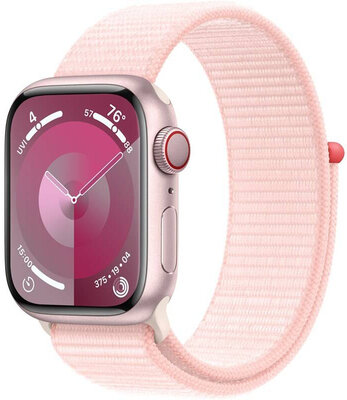 Apple Watch Series 9 GPS + Cellular 41 mm Ružové hliníkové puzdro a svetloružová športová šnúrka