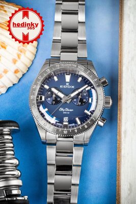 Edox SkyDiver Chronograph Quartz 10116-3-buidn Limited Edition 1000pcs ( + náhradný remienok )