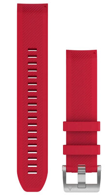 Remienok Garmin QuickFit 22mm, silikónový, červený, strieborná spona (Fenix 7/6/5, Epix 2 aj.)