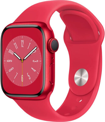 Apple Watch Series 8, GPS, 41mm Puzdro z hliníka (PRODUCT)RED, pletený navliekací remienok