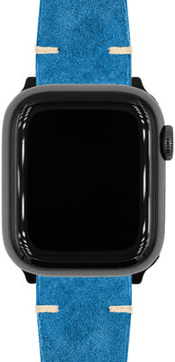 Kožený remienok Hirsch Serro L 05564080-2, modrý, antilopová koža, Limited Edition, dĺžka L, Quick Release