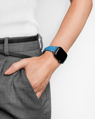 Kožený remienok Hirsch Serro L 05564080-2, modrý, antilopová koža, Limited Edition, dĺžka L, Quick Release