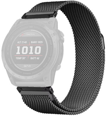 Oceľový náramok Ricardo 22mm (pro Garmin Fenix 8/7/6 (47mm), Epix 2 aj.), čierny, QuickFit