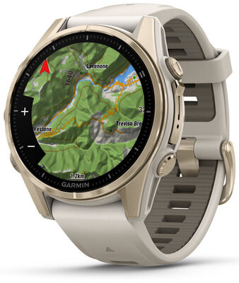 (SK) Garmin Fenix 8 AMOLED 43mm, Sapphire Soft Gold Stainless Steel Fog Gray
