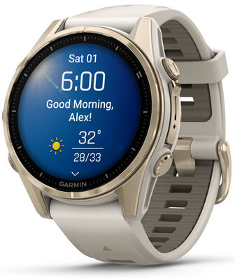 (SK) Garmin Fenix 8 AMOLED 43mm, Sapphire Soft Gold Stainless Steel Fog Gray
