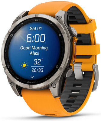 Garmin Fenix 8 AMOLED 47 mm, Sapphire Titanium Graphite Spark Orange Band