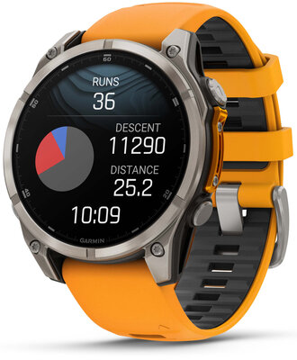Garmin Fenix 8 AMOLED 47 mm, Sapphire Titanium Graphite Spark Orange Band