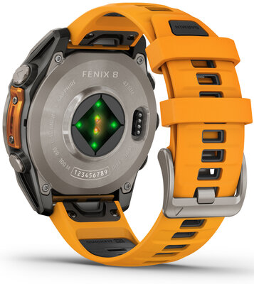 Garmin Fenix 8 AMOLED 47 mm, Sapphire Titanium Graphite Spark Orange Band