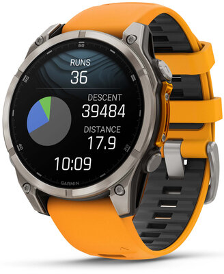 (SK) Garmin Fenix 8 AMOLED 47mm, Sapphire Titanium Graphite Spark Orange Band