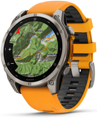(SK) Garmin Fenix 8 AMOLED 47mm, Sapphire Titanium Graphite Spark Orange Band