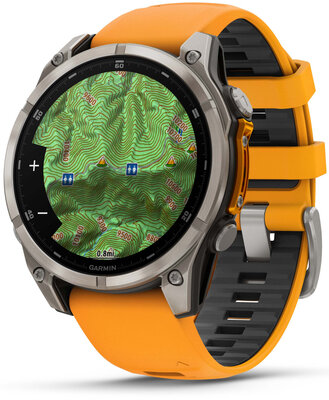 (SK) Garmin Fenix 8 AMOLED 47mm, Sapphire Titanium Graphite Spark Orange Band