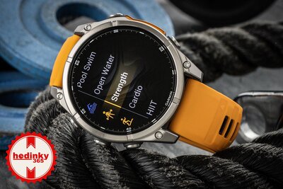 (SK) Garmin Fenix 8 AMOLED 47mm, Sapphire Titanium Graphite Spark Orange Band