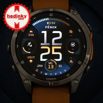 (SK) Garmin Fenix 8 AMOLED 47mm, Sapphire Titanium Graphite Spark Orange Band