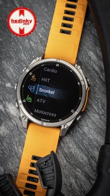 (SK) Garmin Fenix 8 AMOLED 47mm, Sapphire Titanium Graphite Spark Orange Band