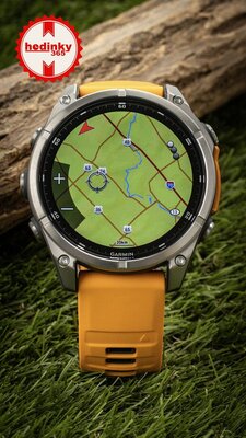 (SK) Garmin Fenix 8 AMOLED 47mm, Sapphire Titanium Graphite Spark Orange Band
