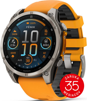 (SK) Garmin Fenix 8 AMOLED 47mm, Sapphire Titanium Graphite Spark Orange Band