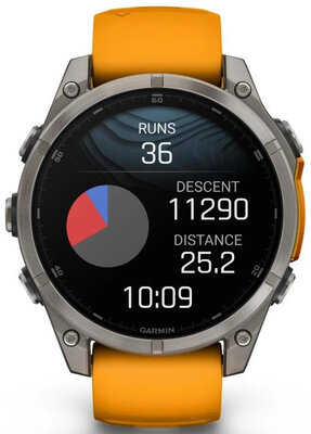 (SK) Garmin Fenix 8 AMOLED 47mm, Sapphire Titanium Graphite Spark Orange Band