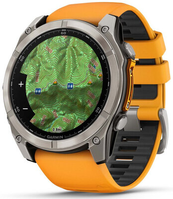 (SK) Garmin Fenix 8 AMOLED 51mm, Sapphire Titanium Graphite Spark Orange Band