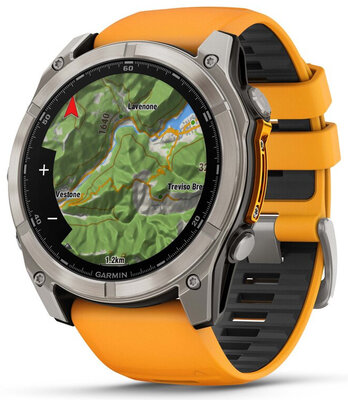 (SK) Garmin Fenix 8 AMOLED 51mm, Sapphire Titanium Graphite Spark Orange Band