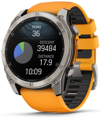 (SK) Garmin Fenix 8 AMOLED 51mm, Sapphire Titanium Graphite Spark Orange Band