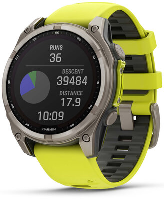 Garmin Fenix 8 SOLAR 47 mm, Sapphire Graphite Titanium Yellow Band (rozbalené)
