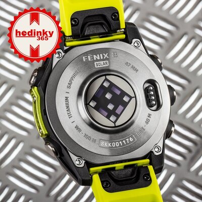 (SK) Garmin Fenix 8 Solar 47mm, Sapphire Graphite Titanium Yellow Band