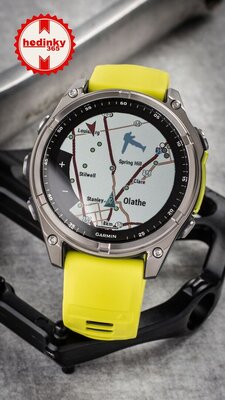 (SK) Garmin Fenix 8 Solar 47mm, Sapphire Graphite Titanium Yellow Band