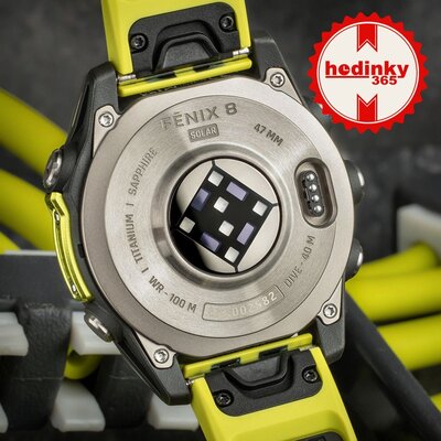 (SK) Garmin Fenix 8 Solar 47mm, Sapphire Graphite Titanium Yellow Band