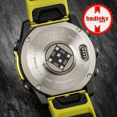 (SK) Garmin Fenix 8 Solar 51mm, Sapphire Graphite Titanium Yellow Band