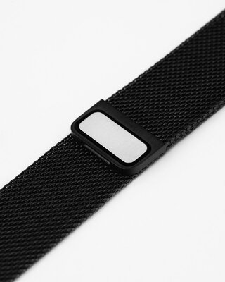 Oceľový náramok Hirsch Milanaise L 30161450-5, čierny, magnetický