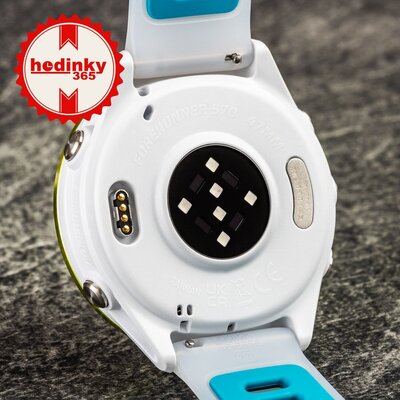 (SK) Garmin Forerunner 570 47mm, Amp Yellow, Translucent Whitestone, Turqoise Band